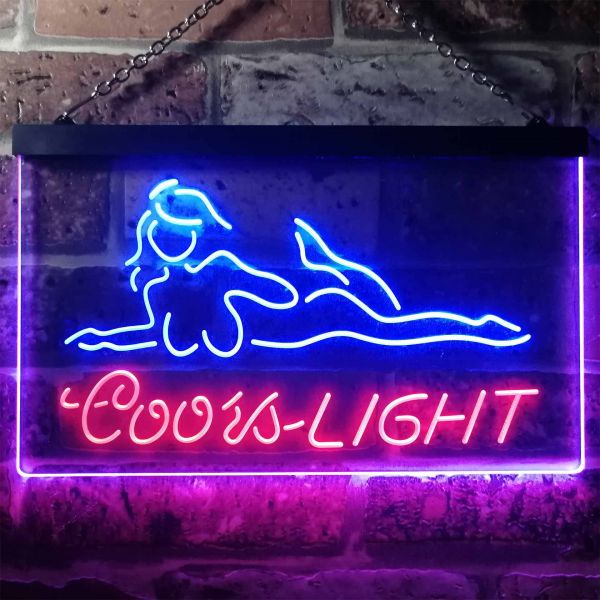 Coors Light Girl Stripper Dual LED Neon Light Sign
